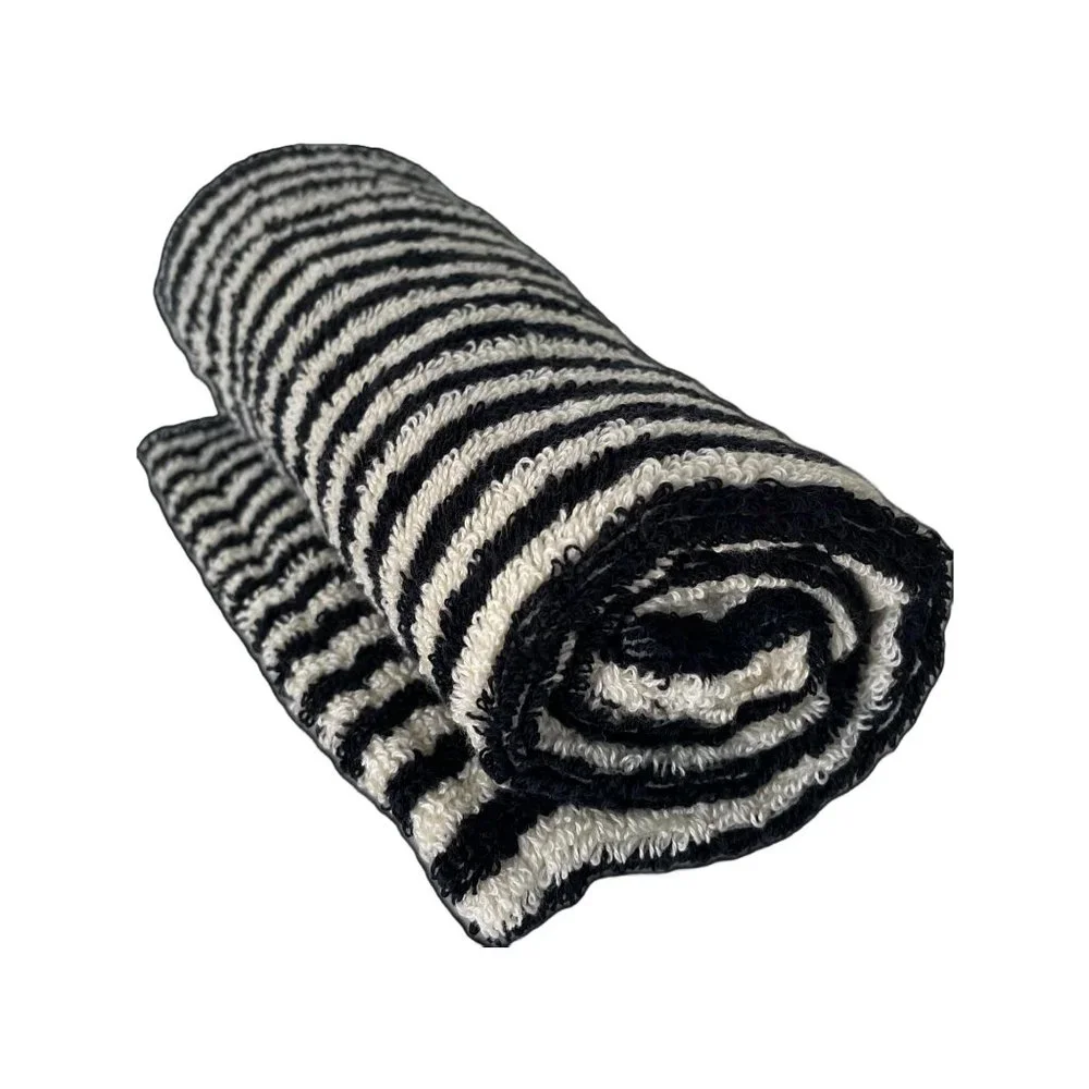 4 Black Kitchen Towels - Double Sided Pom Pom Turkish